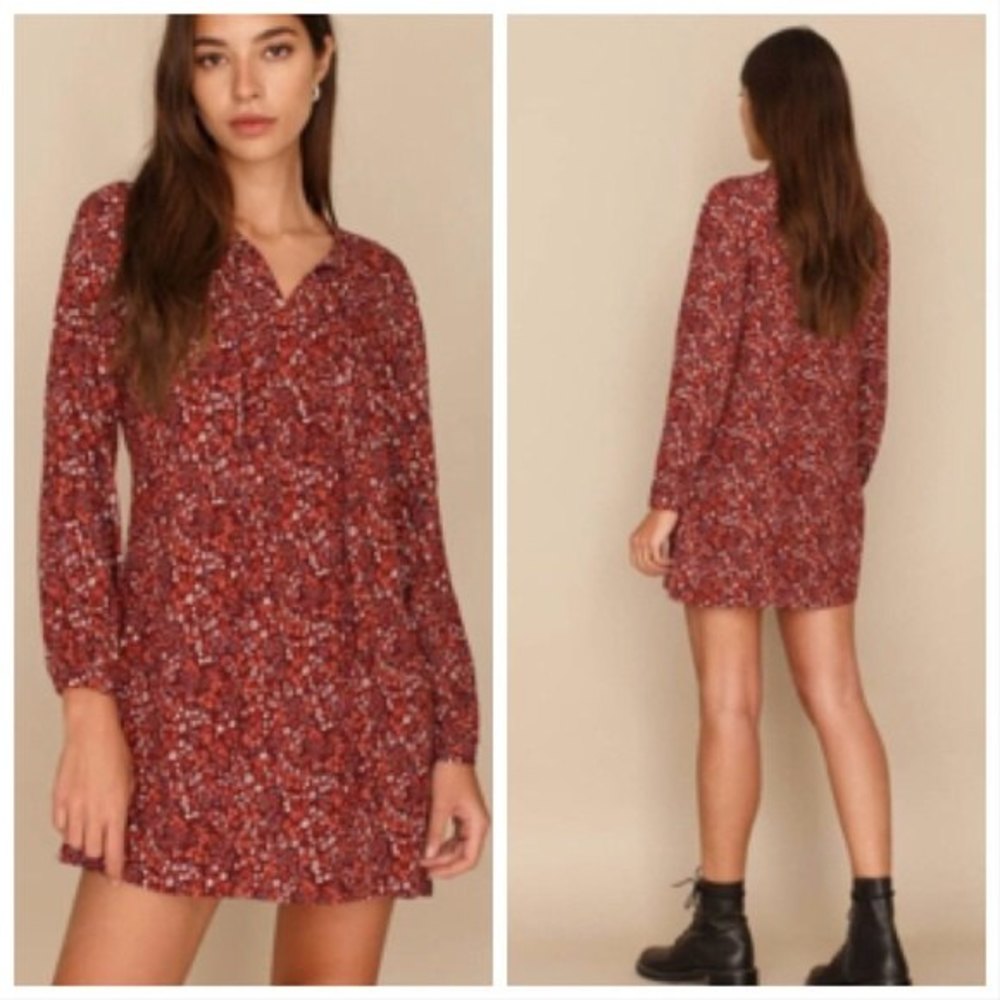 Reformation Red Long Sleeve Dress